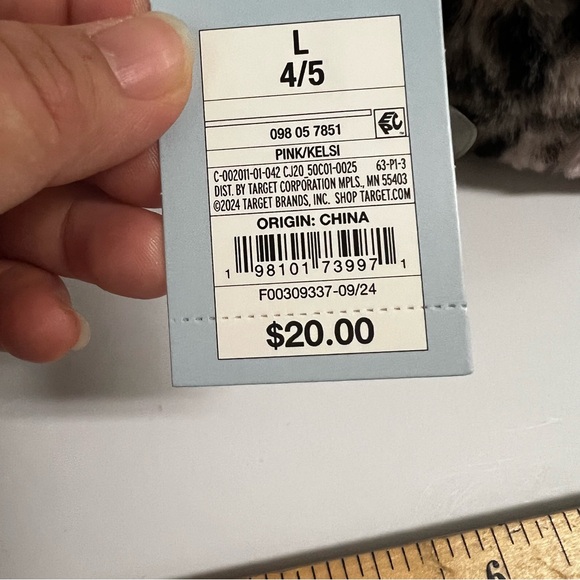 NWT Cat & Jack Furry Animal Print Slippers with Sparkly Pink Claws - Picture 3 of 5